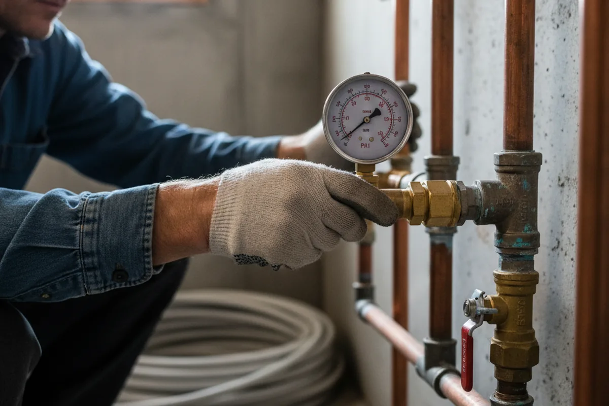 Pressure testing a repaired line during Water Line Repair in Bradley